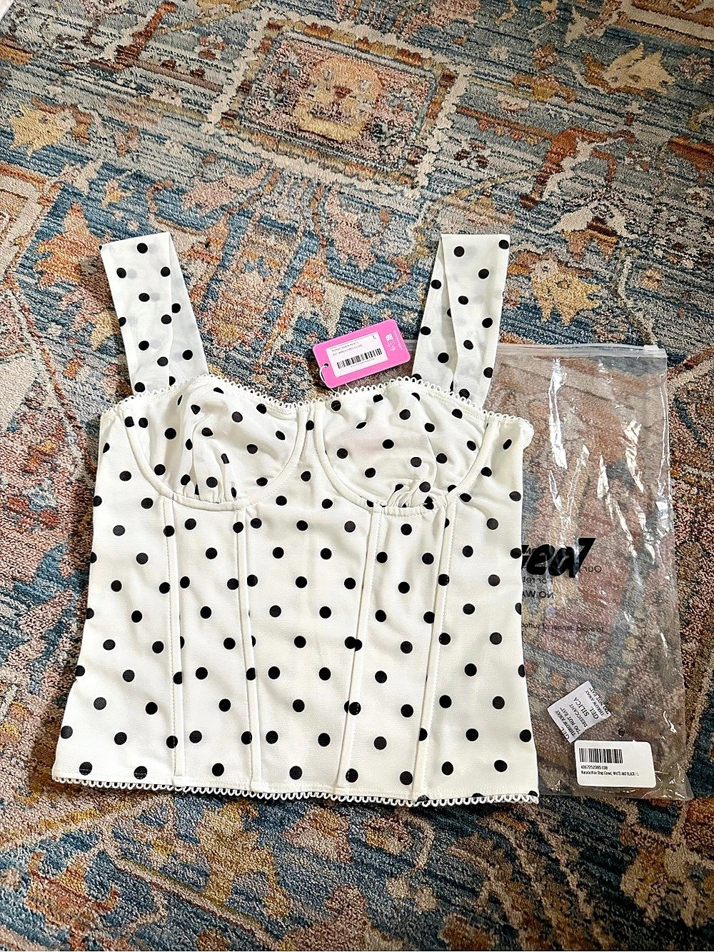 Edikted Marcella White Corset in White & Black Large NWT